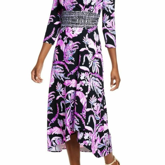 Lilly Pulitzer Size L Fleuris Midi dress VGUC Style Name: Wild Within - Picture 4 of 7
